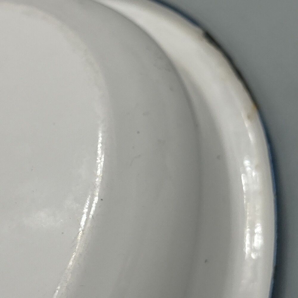 Vtg Enamelware Floral Print Rose Cinsa Brand Saltillo Mexico Oval Blue Trim - Picture 11 of 14